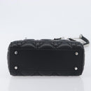 Christian Dior Lady Dior Hand Bag Lamb Skin 2way Black Silver Auth BA14814SM-12