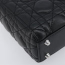 Christian Dior Lady Dior Hand Bag Lamb Skin 2way Black Silver Auth BA14814SM-14