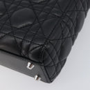 Christian Dior Lady Dior Hand Bag Lamb Skin 2way Black Silver Auth BA14814SM-15