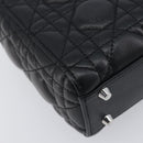Christian Dior Lady Dior Hand Bag Lamb Skin 2way Black Silver Auth BA14814SM-16