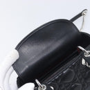 Christian Dior Lady Dior Hand Bag Lamb Skin 2way Black Silver Auth BA14814SM-18
