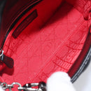 Christian Dior Lady Dior Hand Bag Lamb Skin 2way Black Silver Auth BA14814SM-20