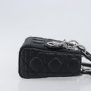 Christian Dior Lady Dior Hand Bag Lamb Skin 2way Black Silver Auth BA14814SM-4