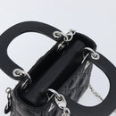 Christian Dior Lady Dior Hand Bag Lamb Skin 2way Black Silver Auth BA14814SM-6