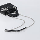 Christian Dior Lady Dior Hand Bag Lamb Skin 2way Black Silver Auth BA14814SM-9