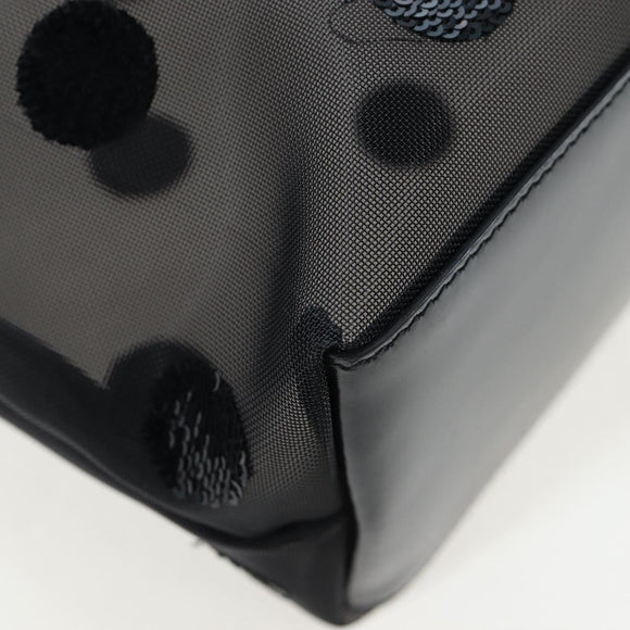 PRADA Polka Dots Tote Bag Mesh Black Auth BA14815M