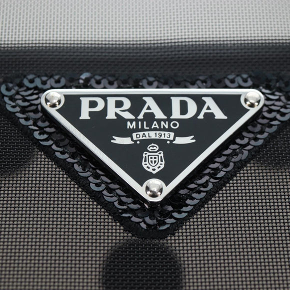 PRADA Polka Dots Tote Bag Mesh Black Auth BA14815M