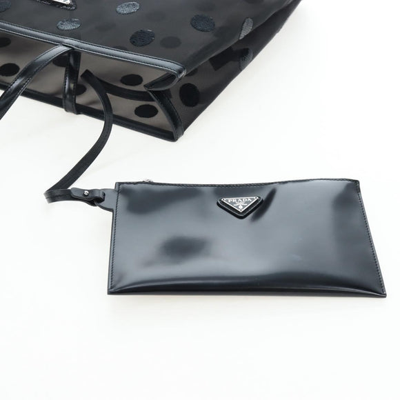 PRADA Polka Dots Tote Bag Mesh Black Auth BA14815M