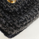 CHANEL Chain Shoulder Bag Tweed Black Gold Tone CC Auth BA14816SM-16