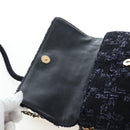 CHANEL Chain Shoulder Bag Tweed Black Gold Tone CC Auth BA14816SM-10