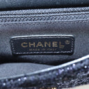 CHANEL Chain Shoulder Bag Tweed Black Gold Tone CC Auth BA14816SM-22