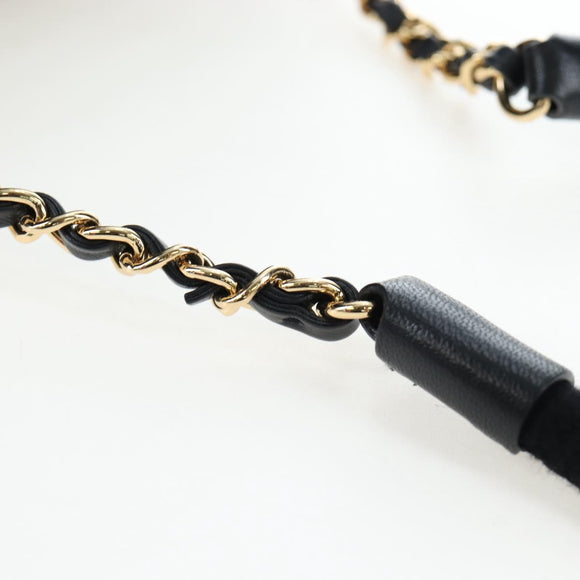 CHANEL Chain Shoulder Bag Tweed Black Gold Tone CC Auth BA14816SM