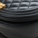 CHANEL Boy Chanel Chain Shoulder Bag Lamb Skin Black Gold CC Auth BA14817SAM-15