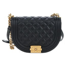 CHANEL Boy Chanel Chain Shoulder Bag Lamb Skin Black Gold CC Auth BA14817SAM-13