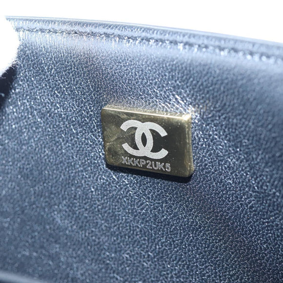 CHANEL Boy Chanel Chain Shoulder Bag Lamb Skin Black Gold CC Auth BA14817SAM