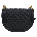 CHANEL Boy Chanel Chain Shoulder Bag Lamb Skin Black Gold CC Auth BA14817SAM-2