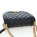 CHANEL Boy Chanel Chain Shoulder Bag Lamb Skin Black Gold CC Auth BA14817SAM-6