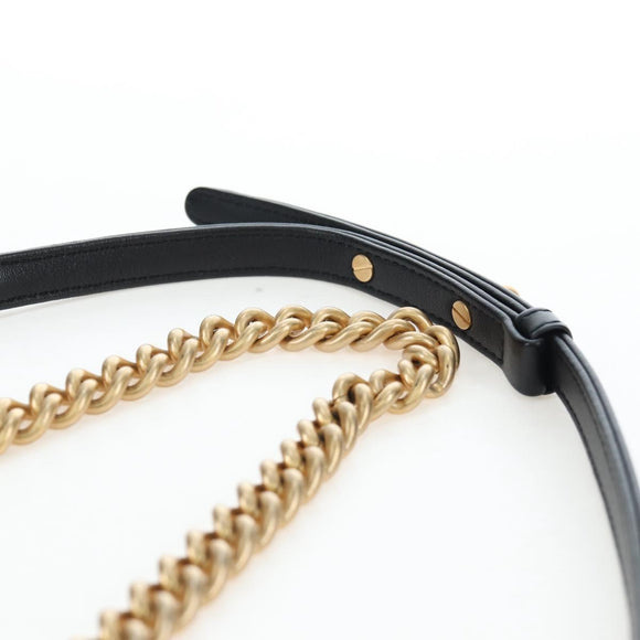 CHANEL Boy Chanel Chain Shoulder Bag Lamb Skin Black Gold CC Auth BA14817SAM