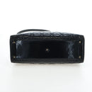 Christian Dior Lady Dior Hand Bag Patent 2way Black Gold Tone Auth BA14818V-12