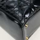 Christian Dior Lady Dior Hand Bag Patent 2way Black Gold Tone Auth BA14818V-15