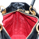 Christian Dior Lady Dior Hand Bag Patent 2way Black Gold Tone Auth BA14818V-22