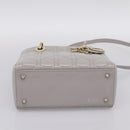 Christian Dior Lady Dior Hand Bag Patent 2way Gray Gold Auth BA14819SAM-11