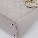 Christian Dior Lady Dior Hand Bag Patent 2way Gray Gold Auth BA14819SAM-12
