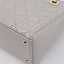 Christian Dior Lady Dior Hand Bag Patent 2way Gray Gold Auth BA14819SAM-14