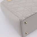 Christian Dior Lady Dior Hand Bag Patent 2way Gray Gold Auth BA14819SAM-15