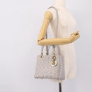 Christian Dior Lady Dior Hand Bag Patent 2way Gray Gold Auth BA14819SAM-25