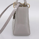 Christian Dior Lady Dior Hand Bag Patent 2way Gray Gold Auth BA14819SAM-5