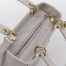 Christian Dior Lady Dior Hand Bag Patent 2way Gray Gold Auth BA14819SAM-6
