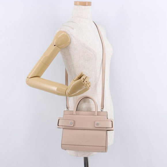 GIVENCHY Horizon Hand Bag Leather 2way Pink Silver Auth BA14820M