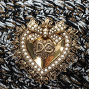 DOLCE&GABBANA Devotion Chain Shoulder Bag Tweed Black Gold Tone Auth BA14821SAM-18