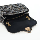 DOLCE&GABBANA Devotion Chain Shoulder Bag Tweed Black Gold Tone Auth BA14821SAM-19