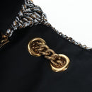 DOLCE&GABBANA Devotion Chain Shoulder Bag Tweed Black Gold Tone Auth BA14821SAM-20