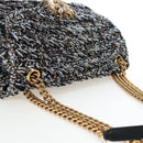 DOLCE&GABBANA Devotion Chain Shoulder Bag Tweed Black Gold Tone Auth BA14821SAM-6