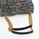 DOLCE&GABBANA Devotion Chain Shoulder Bag Tweed Black Gold Tone Auth BA14821SAM-7