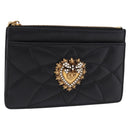 DOLCE&GABBANA Devotion Card Holder Medium Leather Black Gold Tone Auth BA14822V-1