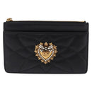 DOLCE&GABBANA Devotion Card Holder Medium Leather Black Gold Tone Auth BA14822V-13