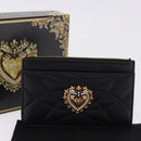 DOLCE&GABBANA Devotion Card Holder Medium Leather Black Gold Tone Auth BA14822V-12