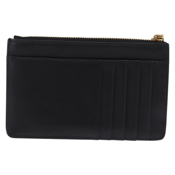 DOLCE&GABBANA Devotion Card Holder Medium Leather Black Gold Tone Auth BA14822V