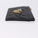 DOLCE&GABBANA Devotion Card Holder Medium Leather Black Gold Tone Auth BA14822V-3