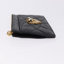 DOLCE&GABBANA Devotion Card Holder Medium Leather Black Gold Tone Auth BA14822V-4