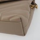 SAINT LAURENT Lulu Shoulder Bag Leather Beige Gold Tone 467072 Auth BA14823V-12