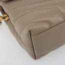 SAINT LAURENT Lulu Shoulder Bag Leather Beige Gold Tone 467072 Auth BA14823V-13