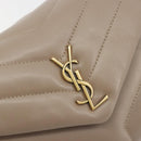 SAINT LAURENT Lulu Shoulder Bag Leather Beige Gold Tone 467072 Auth BA14823V-16