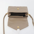 SAINT LAURENT Lulu Shoulder Bag Leather Beige Gold Tone 467072 Auth BA14823V-17