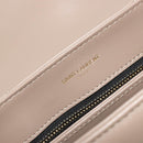 SAINT LAURENT Lulu Shoulder Bag Leather Beige Gold Tone 467072 Auth BA14823V-18