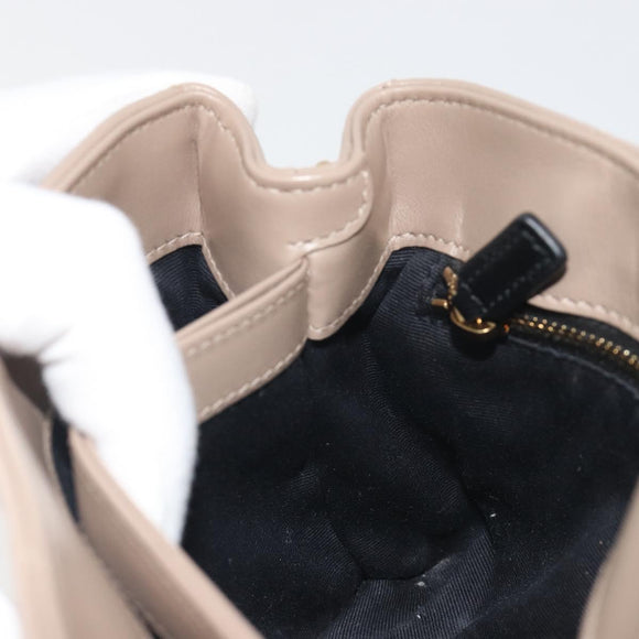 SAINT LAURENT Lulu Shoulder Bag Leather Beige Gold Tone 467072 Auth BA14823V